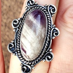 New Chevron Amethyst 925 Silver Ring.